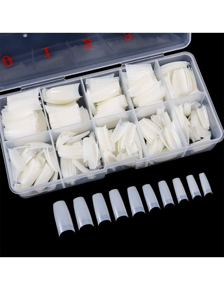 1000 Uñas Falsas Acrílicas Francesas Media Cubierta ABS