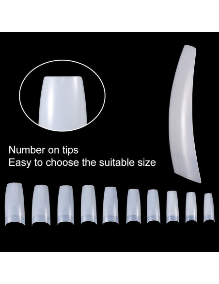 1000 Uñas Falsas Acrílicas Francesas Media Cubierta ABS