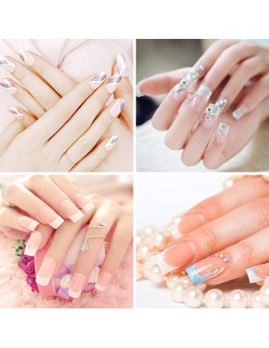 1000 Uñas Falsas Acrílicas Francesas Media Cubierta ABS