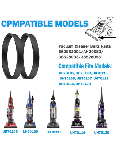 Correas de Reemplazo para Aspiradora Hoover 562932001 - 4 Piezas