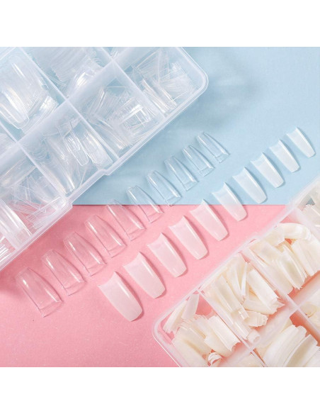 1000 Uñas Falsas Acrílicas Francesas Media Cubierta ABS