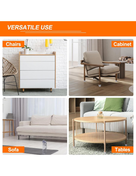 16 Protectores de Suelo de Silicona uxcell para Patas de Silla 5x2.5 cm