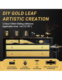 Kit de Dorado TUFINEIN 100ml con Hoja de Oro y Barniz 2