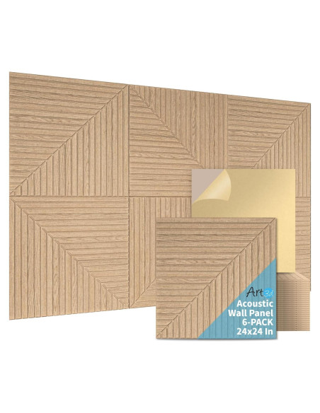 Paneles Acústicos Autoadhesivos Art3d 6 Piezas 61x61 cm Madera