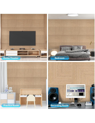 Paneles Acústicos Autoadhesivos Art3d 6 Piezas 61x61 cm Madera