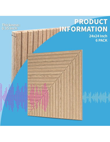 Paneles Acústicos Autoadhesivos Art3d 6 Piezas 61x61 cm Madera