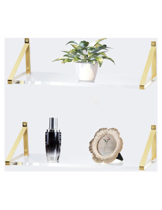 Estanterías Flotantes Doradas KDCMXS 25x15 cm Paquete de 2