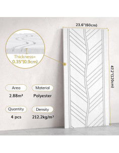 Paneles Acústicos TONOR 4 PCS 120x60 cm Autoadhesivos Blanco 2