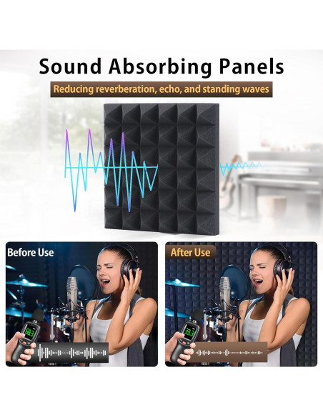 Paquete de 6 Paneles Acústicos AUSLET 30x30 cm Autoadhesivos