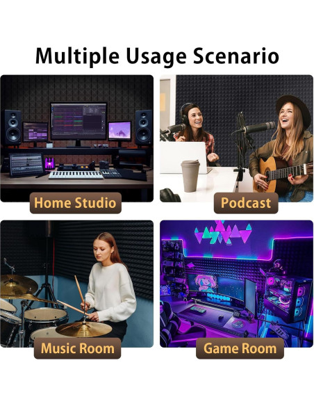 Paquete de 6 Paneles Acústicos AUSLET 30x30 cm Autoadhesivos