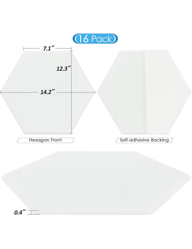 Paneles Acústicos BXI Hexagonales Autoadhesivos 16 Piezas 14.2x12.3cm