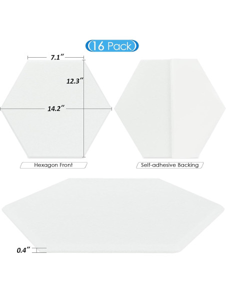 Paneles Acústicos BXI Hexagonales Autoadhesivos 16 Piezas 14.2x12.3cm