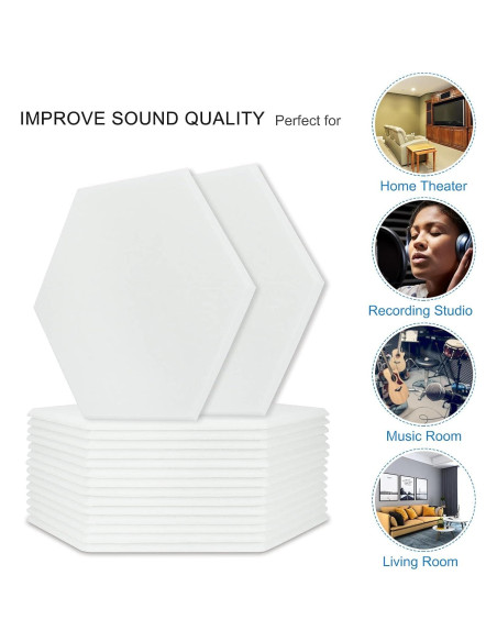 Paneles Acústicos BXI Hexagonales Autoadhesivos 16 Piezas 14.2x12.3cm