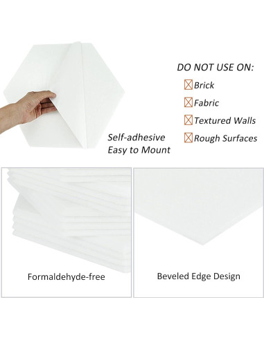 Paneles Acústicos BXI Hexagonales Autoadhesivos 16 Piezas 14.2x12.3cm
