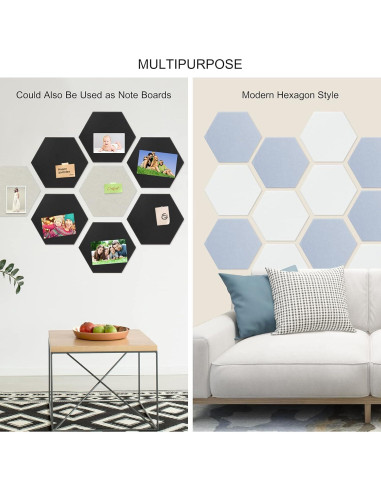 Paneles Acústicos BXI Hexagonales Autoadhesivos 16 Piezas 14.2x12.3cm