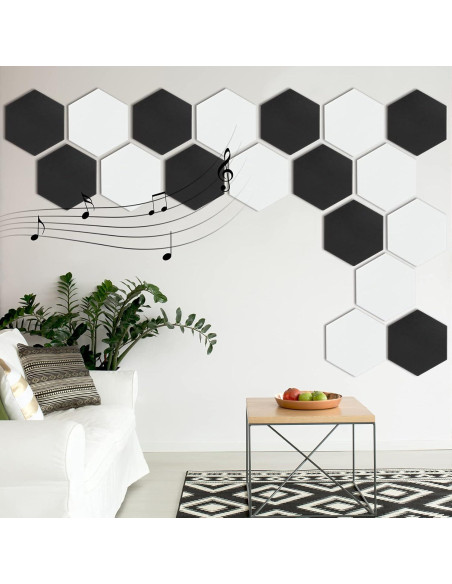 Paneles Acústicos BXI Hexagonales Autoadhesivos 16 Piezas 14.2x12.3cm