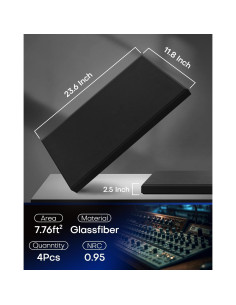 Paquete de 4 Paneles Acústicos de Fibra de Vidrio 60x30cm Negro 2