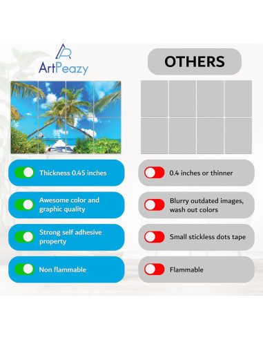 Paneles Acústicos Decorativos ArtPeazy 48x32 cm Playa Tropical
