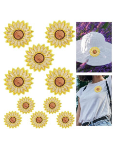 10 Pcs Parche de Lentejuelas Girasol BEUNITONE 5-6 cm