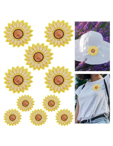 10 Pcs Parche de Lentejuelas Girasol BEUNITONE 5-6 cm
