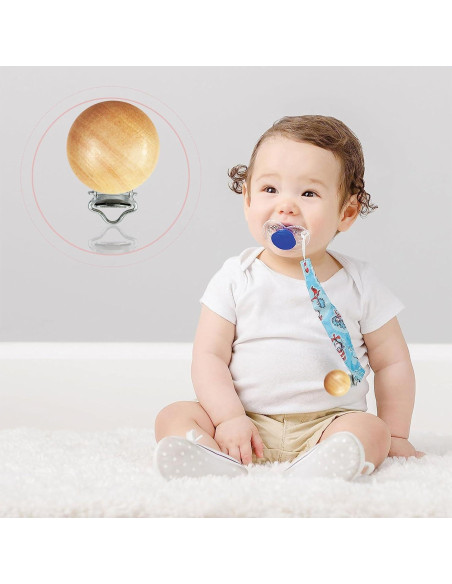 24 Clips de Chupete de Madera Natural para Bebé - DIY 24 Clips de Chupete de Madera Natural para Bebé - DIY