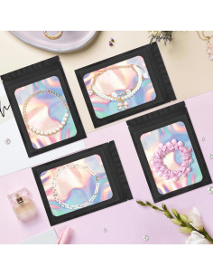 100 Bolsas Mylar Holográficas 10.5x15 cm Resellables Negro 2