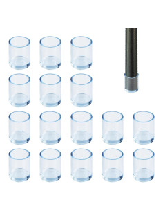 16 Tapones Transparentes de Silicona para Patas de Sillas 14mm