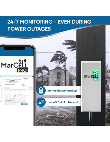 MarCELL PRO Monitor de Temperatura y Humedad con Sensor de Agua