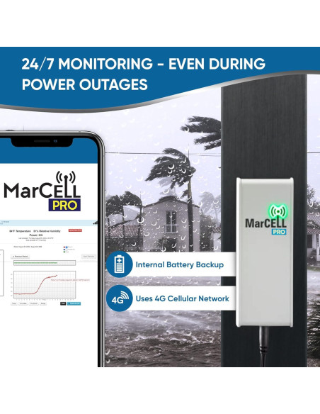 MarCELL PRO Monitor de Temperatura y Humedad con Sensor de Agua