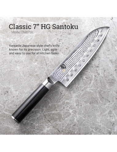 Cuchillo Santoku Shun Classic 17.78 cm VG-MAX Damasco Pakkawood