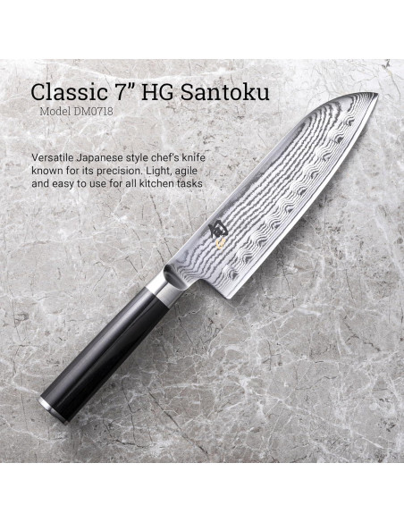 Cuchillo Santoku Shun Classic 17.78 cm VG-MAX Damasco Pakkawood