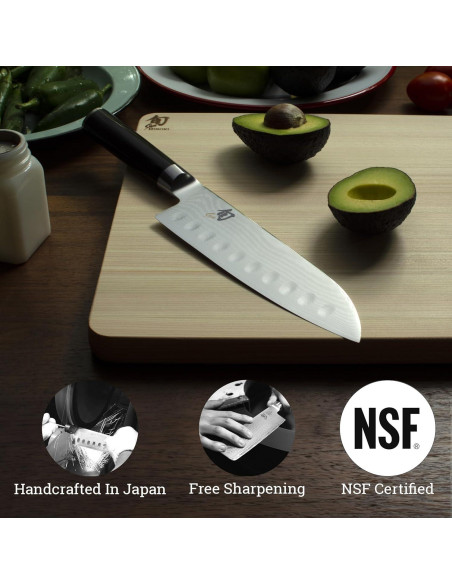 Cuchillo Santoku Shun Classic 17.78 cm VG-MAX Damasco Pakkawood