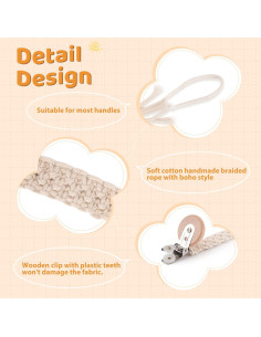 Clip de Chupete Boho Symbolife - 3 Piezas Algodón Hecho a Mano 2