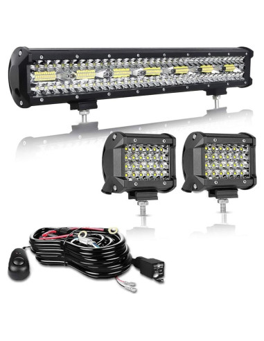 Kit de Barra de Luz LED OfleGold 22" 420W + 2 Pods 4" 72W