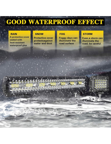 Kit de Barra de Luz LED OfleGold 22" 420W + 2 Pods 4" 72W