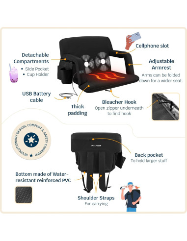 Asiento de Estadio Alpcour Deluxe con Calefacción y Masaje