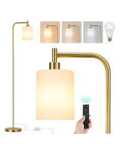 Lámpara de Pie LED Qimh Dorada con Control Remoto y Regulable