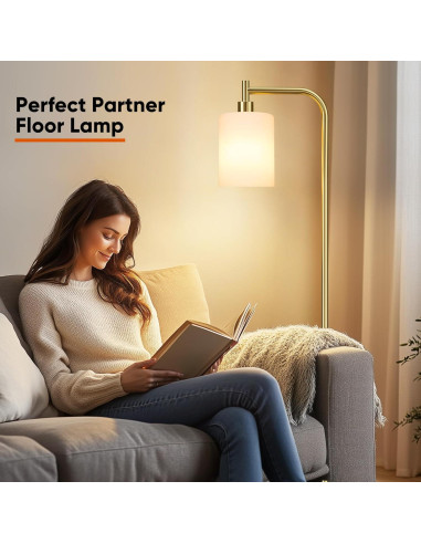 Lámpara de Pie LED Qimh Dorada con Control Remoto y Regulable