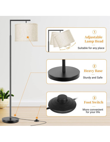 Lámpara de Pie ROTTOGOON LED 9W 3 Temperaturas Color Beige