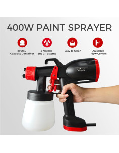 Pistola de Pintura 400W Versuns 800ml 3 Boquillas Fácil Limpieza 2