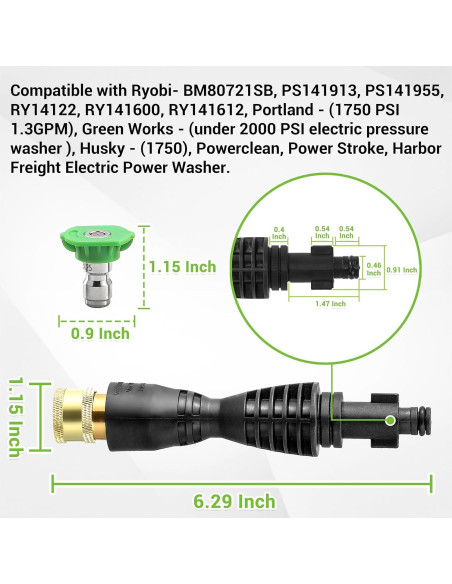 Adaptador de pistola de lavadora a presión FIXFANS 2000 PSI
