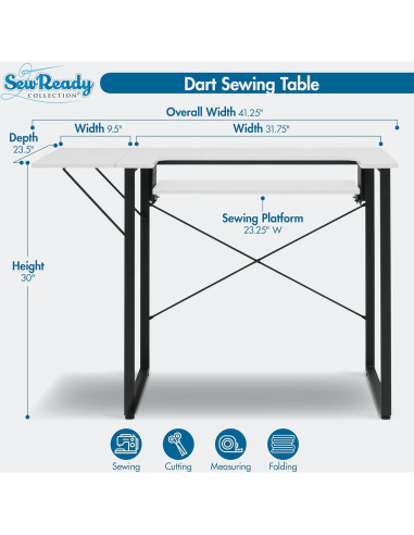 Mesa de Trabajo Sew Ready Dart Plegable para Manualidades 58.42x104.14 cm