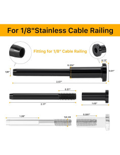 Kit de Barandilla de Cable Invisible UZE 50 Piezas Acero Inoxidable T316 Negro 2
