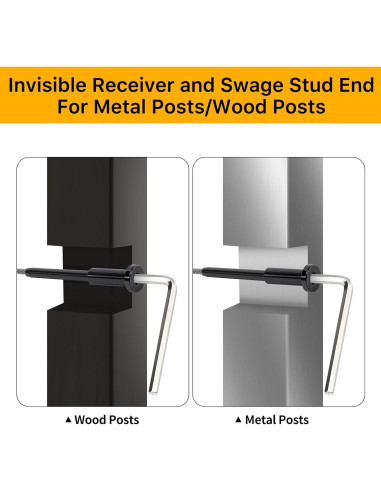 Kit de Barandilla de Cable Invisible UZE 50 Piezas Acero Inoxidable T316 Negro