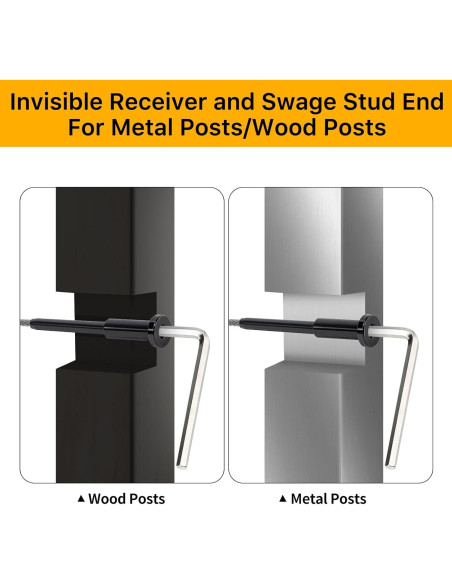 Kit de Barandilla de Cable Invisible UZE 50 Piezas Acero Inoxidable T316 Negro