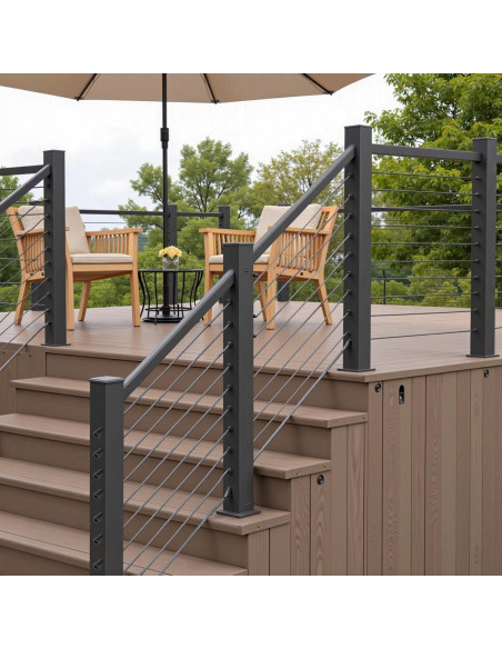 Kit de Barandilla de Cable Invisible UZE 50 Piezas Acero Inoxidable T316 Negro