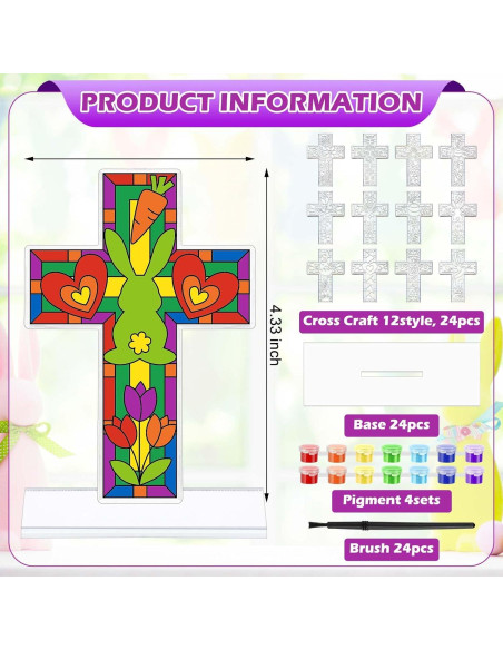 Kit de Manualidades de Cruces Religiosas Jetec - 24 Piezas Kit de Manualidades de Cruces Religiosas Jetec - 24 Piezas