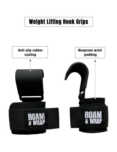 Ganchos de Levantamiento de Pesas Roam & Wrap - Neopreno Grueso