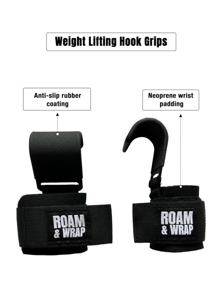 Ganchos de Levantamiento de Pesas Roam & Wrap - Neopreno Grueso