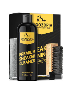 Kit de Limpieza de Zapatos Shoozopia 4oz con Cepillo y Toalla